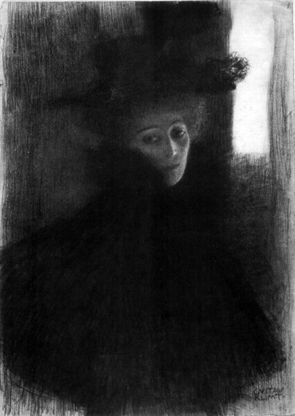 Lady with a hat and Cape by Klimt